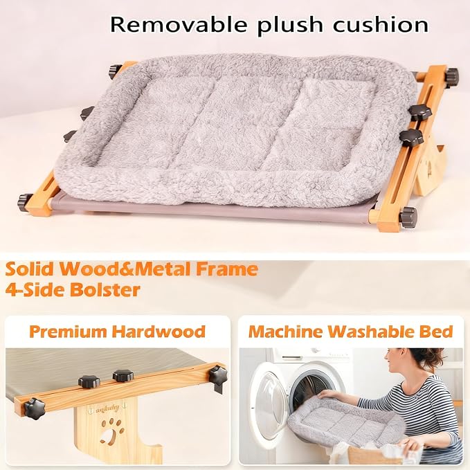 Cat Window Perch- Adjustable Sill Fit, Renter-Safe, Wood-Metal Frame Sturdy - Image 8