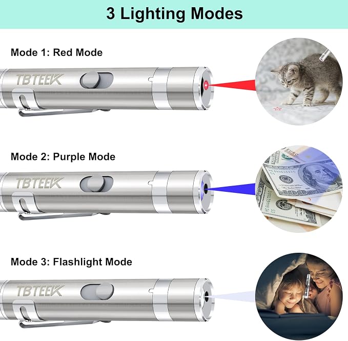 TBTeek Cat Toys, Rechargeable, 3 Light Modes & 5 Fun Patterns, Portable - Image 3