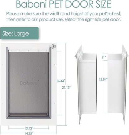 Baboni Pet Door for Wall, Steel Frame and Telescoping Tunnel, Aluminum Lock - Image 5