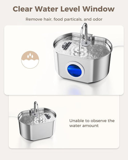 Cat Water Fountain Stainless Steel: 74oz/2.2L Cat Fountain - Image 7