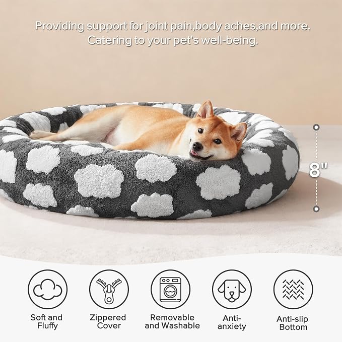 JOEJOY Donut Small Dog Bed, Round Cat Beds - Image 2