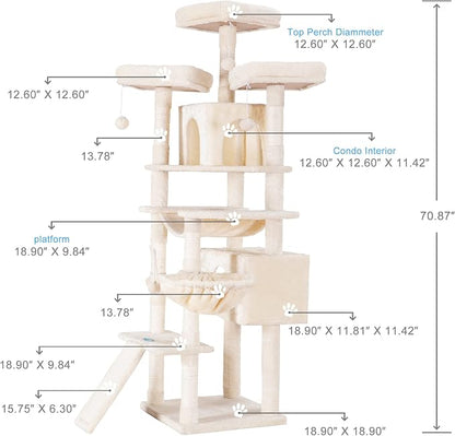 Hey-brother Cat Tree, 71 inches XL Large Cat Tower - Image 3