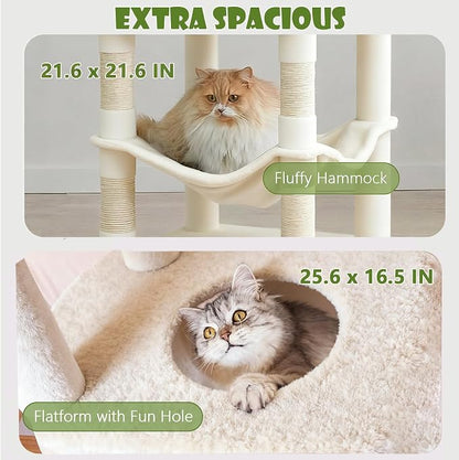 78.8" Large Cat Tree Tower for Indoor Kitties, Sisal Scratching Posts, Hammock - Image 6