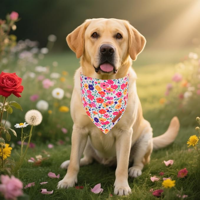 ADOGGYGO Floral Dog Bandanas 2 Pack, Reversible Cute Flower Scarf, Premium - Image 3