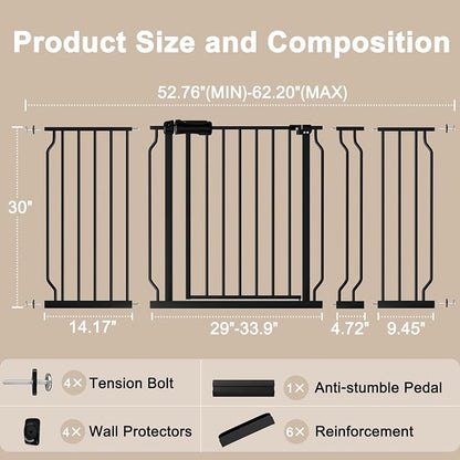 WAOWAO Baby Gate 52.76-62.2" Extra Wide Pressure Mounted Walk Through Swing - Image 6