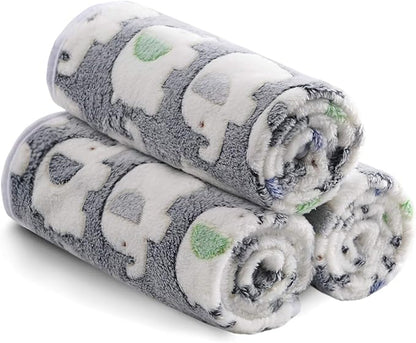 1 Pack 3 Blankets Super Soft Fluffy Premium Cute Elephant Pattern Pet Blanket - Image 6