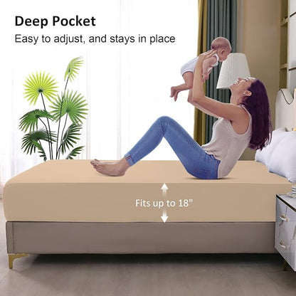 Twin Mattress Protector Waterproof, Fitted Sheet Style Breathable Mattress Cover - Image 4