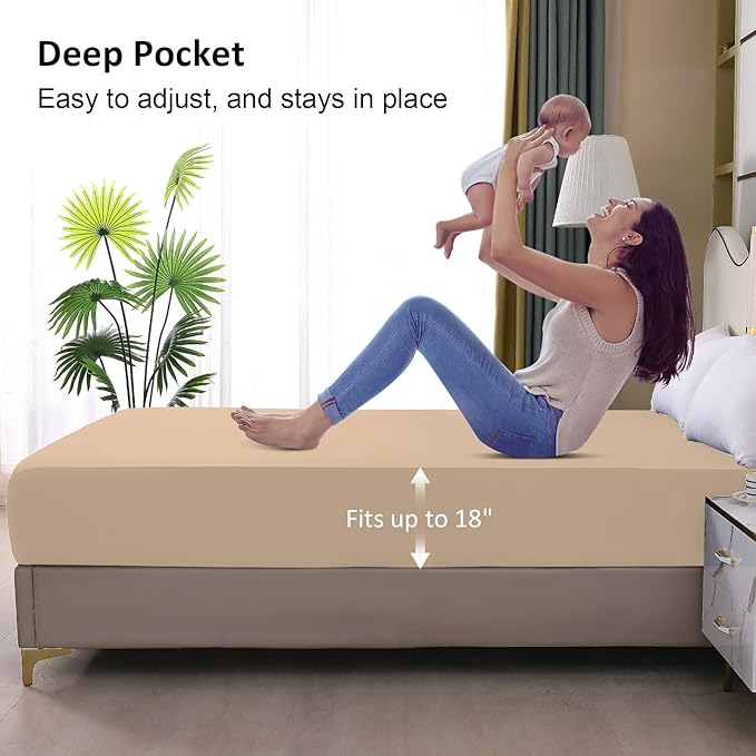Waterproof Mattress Protector Queen, Fitted Sheet Style Breathable Mattress - Image 4