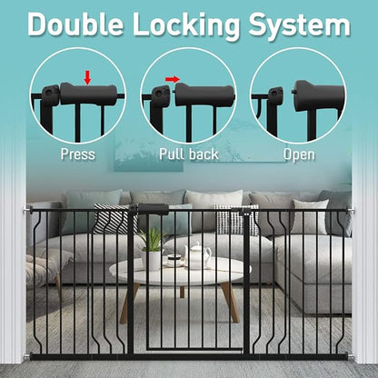 WAOWAO Baby Gate 76.38-81.10" Extra Wide Pressure Mounted Walk Through Swing - Image 4