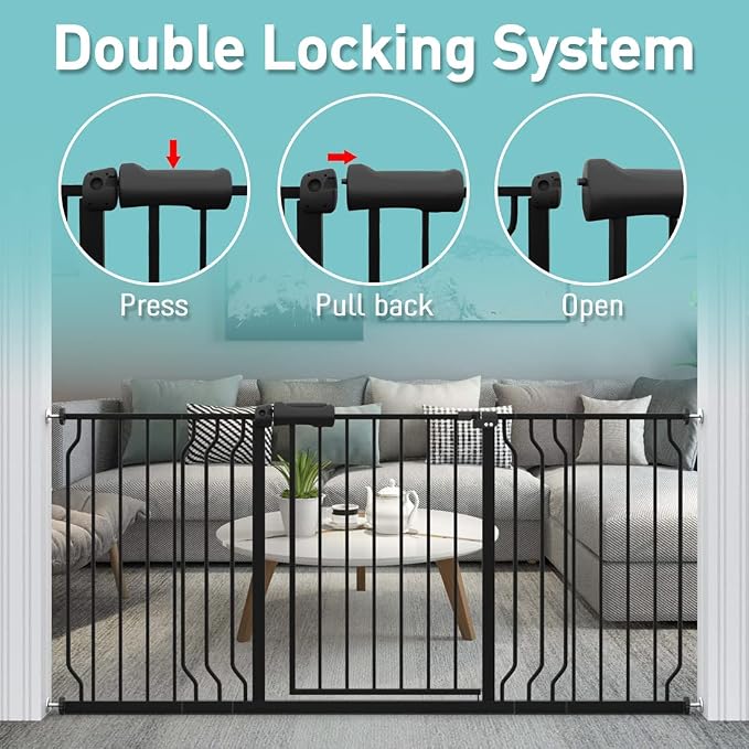 WAOWAO Baby Gate 38.58-43.31" Extra Wide Pressure Mounted Walk Through Swing - Image 4
