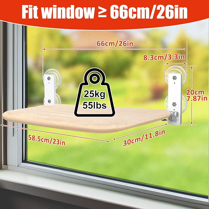 Sunhoo Cat Window Hammock Perch Cordless Perches Window Sill Seat Bed Foldable - Image 4