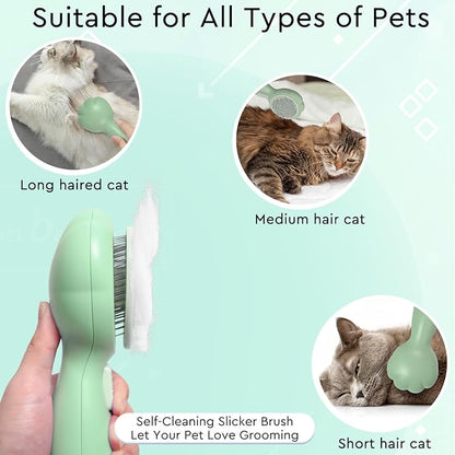 GJEASE Cat Grooming Glove Brush, Self-Cleaning Slicker Pet Brush - Image 4