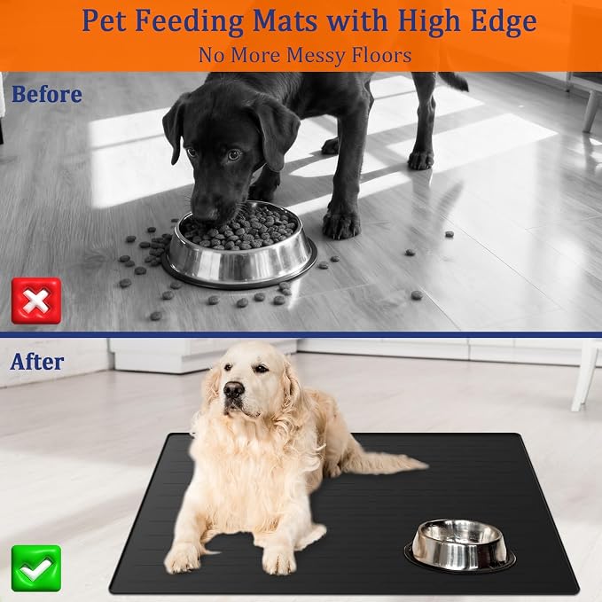 40"x30" XXL Silicone Dog Feeding Mat, 1.5MM Extra Thick Dog Bowl Mat - Image 3