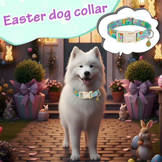 Easter Dog Collar for Extra Small Dogs, Adjustable Green Small Dog Collar - Image 8