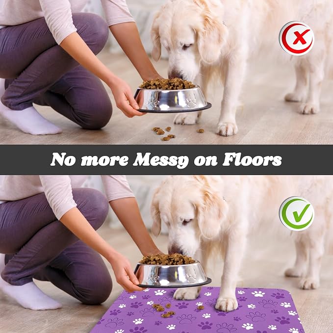 Dog Food Mat, Absorbent Water Bowl Mats Cat Pet Feeding Placemats 17 * 30 inch - Image 5