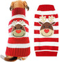 Dog Christmas Sweater Cute Striped Reindeer Xmas Pet Clothes Holiday Puppy Cat by DOGGYZSTYLE