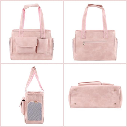 Dog Carrier Purse, Fashion Leather Pet Carrier Bag, Airline Approved Soft Sided - Image 4