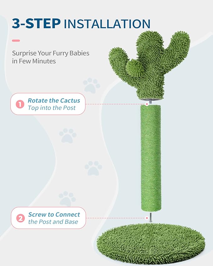Made4Pets Cat Scratching Post, 25.6" Cactus Cat Scratcher Kitten Scratch Post - Image 6
