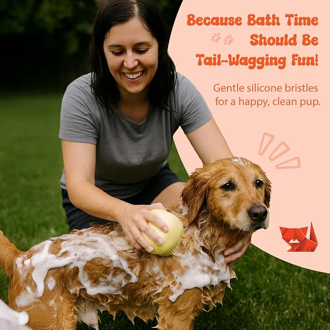 HamInWay Dog Bath Brush, 2-in-1 Dog Grooming Brush - Image 4