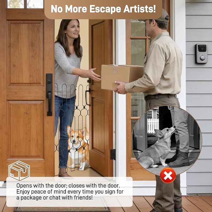 Retractable Dog Gate for Front Door 26" Wide 30.7" Tall Automatic Retractable - Image 2
