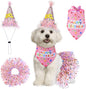 Dog Birthday Bandana with Hat and Dress Girl Set Puppy Birthday Party Supplies by Unknown