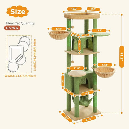 71.2" Large Cat Tree for Multi-Cat Households - Image 7