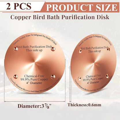 2 Pcs Bird Bath Copper Disk, 0.6mm Thick Reinforced 99.99% Pure Copper Birdbath - Image 2