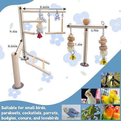 PINVNBY Bird Playground Parrot Play Gym Parakeet Cage Play Stand Wooden Perches - Image 3