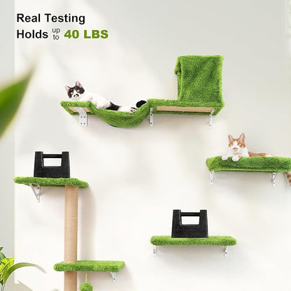 FUKUMARU Cat Wall Shelves, Stable & Safe 4 in 1 Cat Furniture Set, Wooden - Image 4