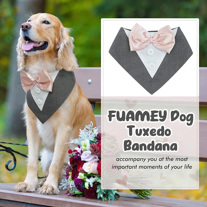 FUAMEY Dog Tuxedo for Medium Dogs, Dog Formal Suit Dogs Attire Pet Bow Tie - Image 6
