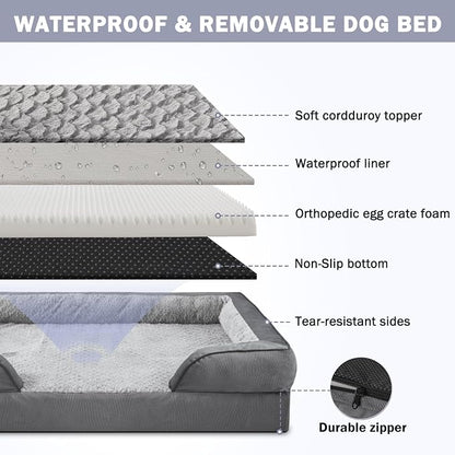 INVENHO Orthopedic Extra Large Dog Bed, XXL Waterproof Dog Sofa, Egg-Crate Foam - Image 4