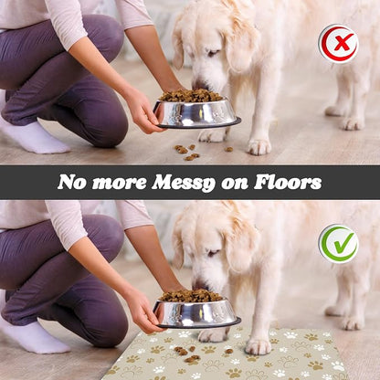 Dog Food Mat, Absorbent Water Bowl Mats Cat Pet Feeding Placemats Beige 24 * 32 - Image 5