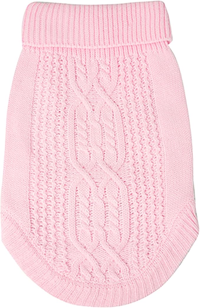Cat Sweater, Acrylic Turtleneck Sleeveless, Light Pink - Image 4