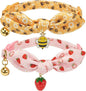 2 Pack Cotton Cat Collar, Removable Bowtie, Floral Pattern, Safety Breakaway by Petiry