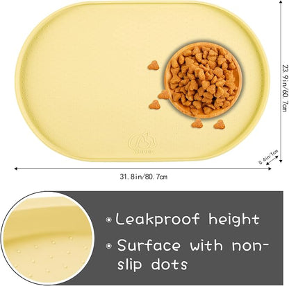 100% Waterproof 1.0" Raised Edge BPA Free Silicone Dog Food Mat, Pet Cat - Image 2