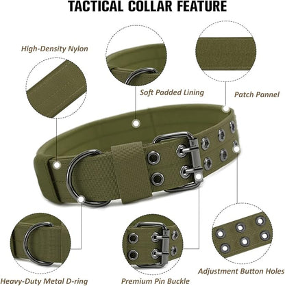 Tactical Dog Collar Military Adjustable Dog Collars Soft Nylon Training Collar - Image 3