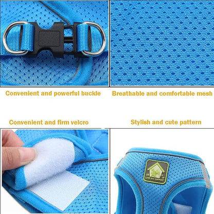 FEimaX Dog & Cat Harness Set, No Pull, Reflective, Adjustable, Soft Mesh - Image 5