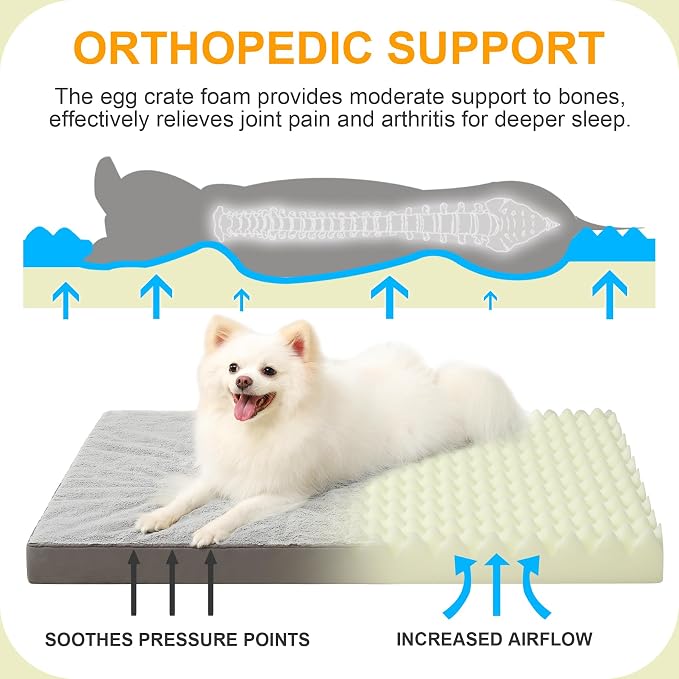 KSIIA Orthopedic Dog Bed, Deluxe Plush Waterproof, 29 x 18 Inch, 3-Inch Thick - Image 2