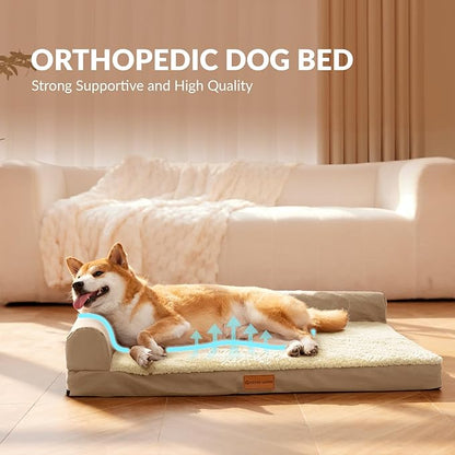 Patas Lague Orthopedic Dog Bed Medium Size Dog 30''X20'', Waterproof L Bolster - Image 3