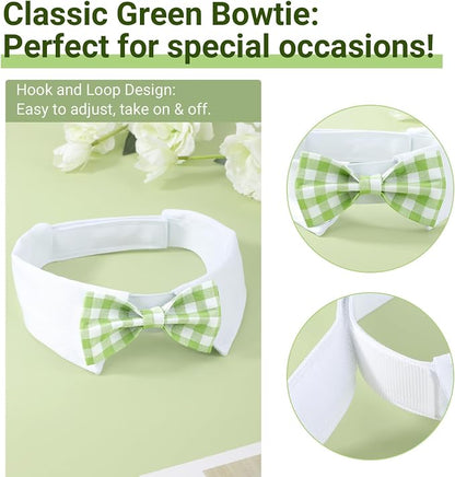 Segarty Dog Bow Tie for Neck Girths 16.5-21.2in, Adjustable Green Plaid Bowtie - Image 2
