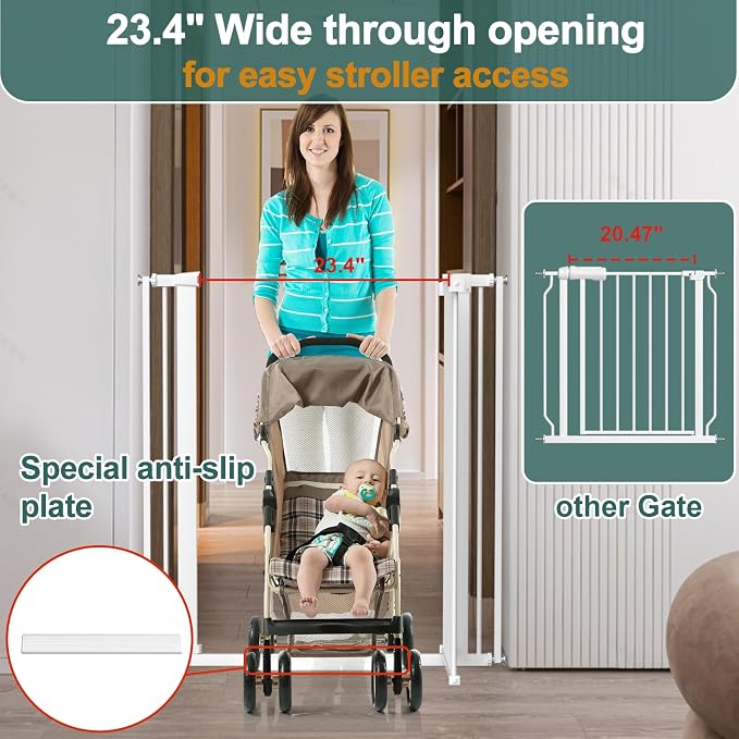 40.55" Tall, 53.74-61.61 Inch Wide, 1.37" Ultra Narrow Spacing Dog Pet Baby - Image 3