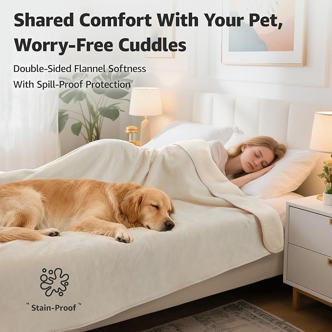 LOOBANI Waterproof Dog Blanket for Couch: Reversible Flannel Bed Blanket for - Image 2