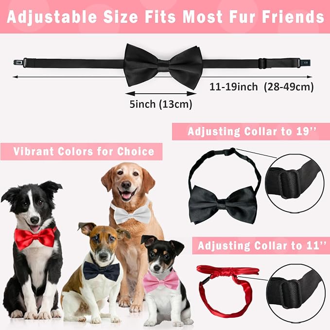 Black and Red Bow Tie for Dogs, KOOLMOX Red and Black Dog Bow - Image 2