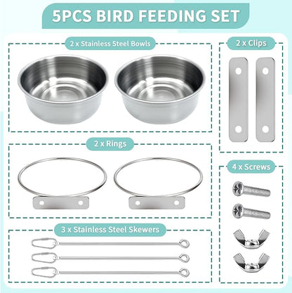 2 Pcs Bird Feeder Bowls with 3 Pcs Food Holder - Image 3