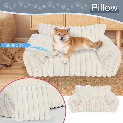 Cute Dog Cat Couch for Medium Large Dogs, Fluffy Pet Sofa Dog Couch Bed - Image 2
