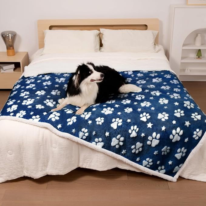 Waterproof Blanket for Dog Cat or Adult, Cute 3D Textured Paw Dog Blanket for by Yaning