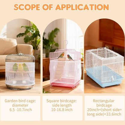 Bird Cage Cover, Circumference 40-68 inches Bird Cage Seed Catcher, Adjustable - Image 4