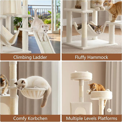 Large Cat Tree 75 Inch, Sisal Scratching Posts Board and Hammock, Pet Play House - Image 4