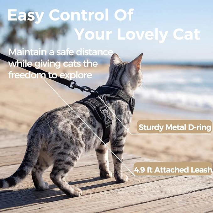 Cat Harness and Leash Set Escape Proof Tactical Small Kitten Harness Emotional - Image 5