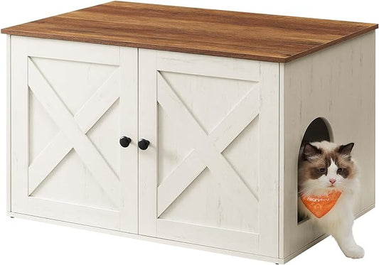 Feandrea Cat Litter Box Enclosure, Litter Box Furniture Hidden by FeandreabySONGMICSHOME